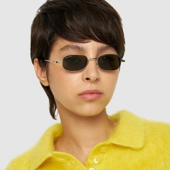 Gucci GG1648S 008 Sunglasses Silver Rectangle Frame, Grey Lenses - Picture 2 of 12